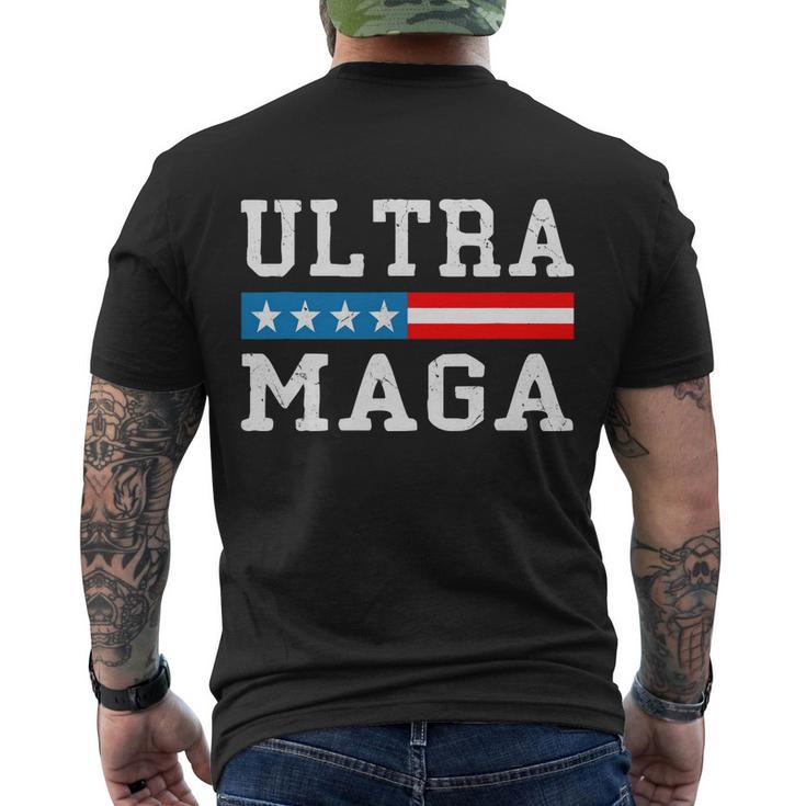 Ultra Mega Patriotic Trump 2024 Republicans American Flag Cute Gift Men's Crewneck Short Sleeve Back Print T-shirt