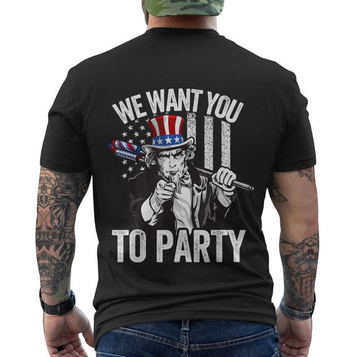 Uncle Sam Firework 4Th Of July Shirt Men American Usa Flag Men's Crewneck Short Sleeve Back Print T-shirt