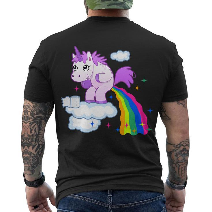 Unicorn Pooping A Rainbow Tshirt Men's Crewneck Short Sleeve Back Print T-shirt