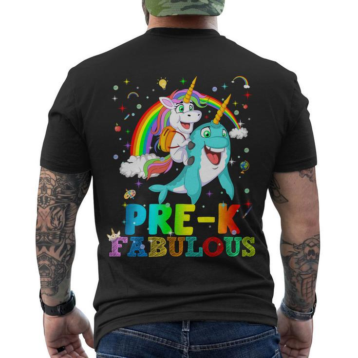Unicorn Riding Narwhal Prek Fabulous Men's Crewneck Short Sleeve Back Print T-shirt