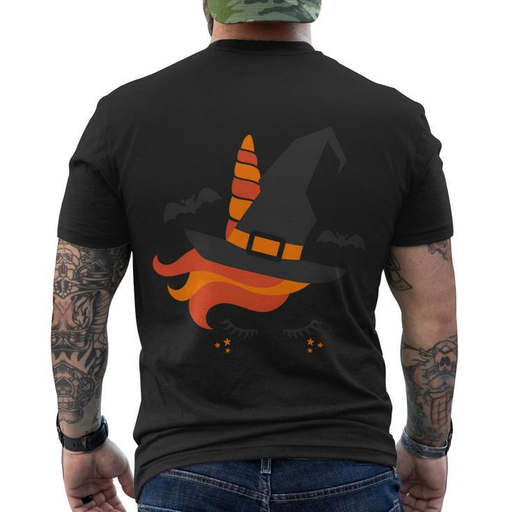 Unicorn Witch Hat Funny Halloween Quote Men's Crewneck Short Sleeve Back Print T-shirt