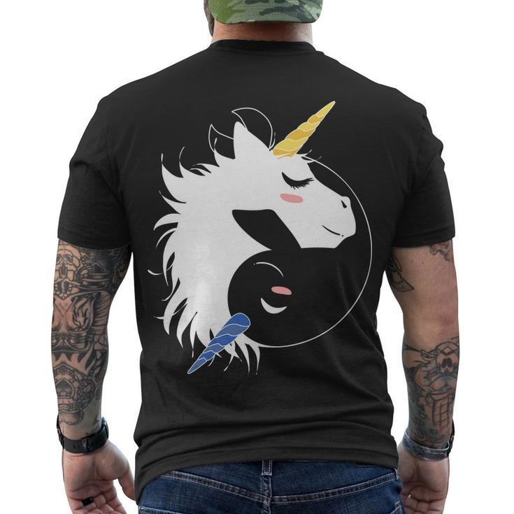 Unicorn Ying Yang Men's Crewneck Short Sleeve Back Print T-shirt