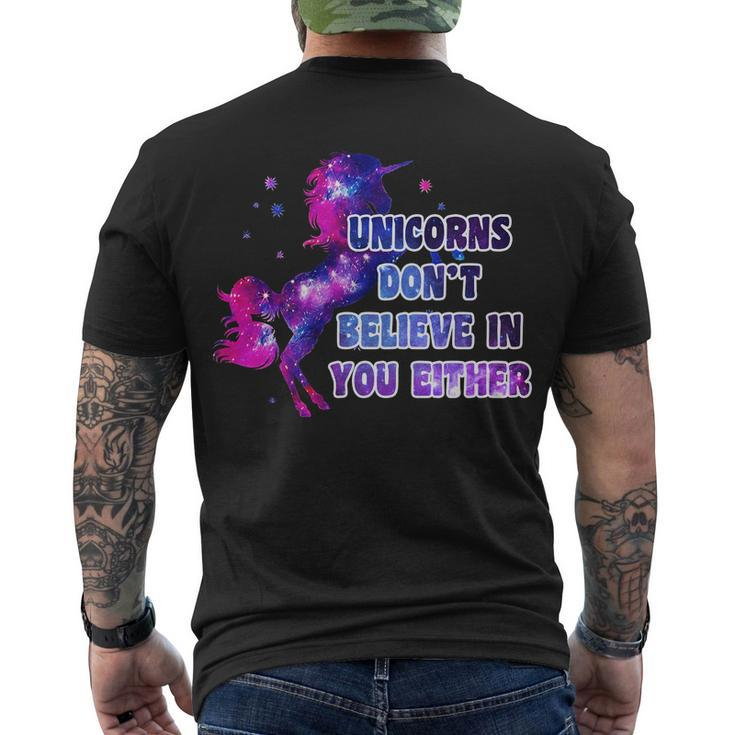 Unicorns Dont Believe In You Either Tshirt Men's Crewneck Short Sleeve Back Print T-shirt