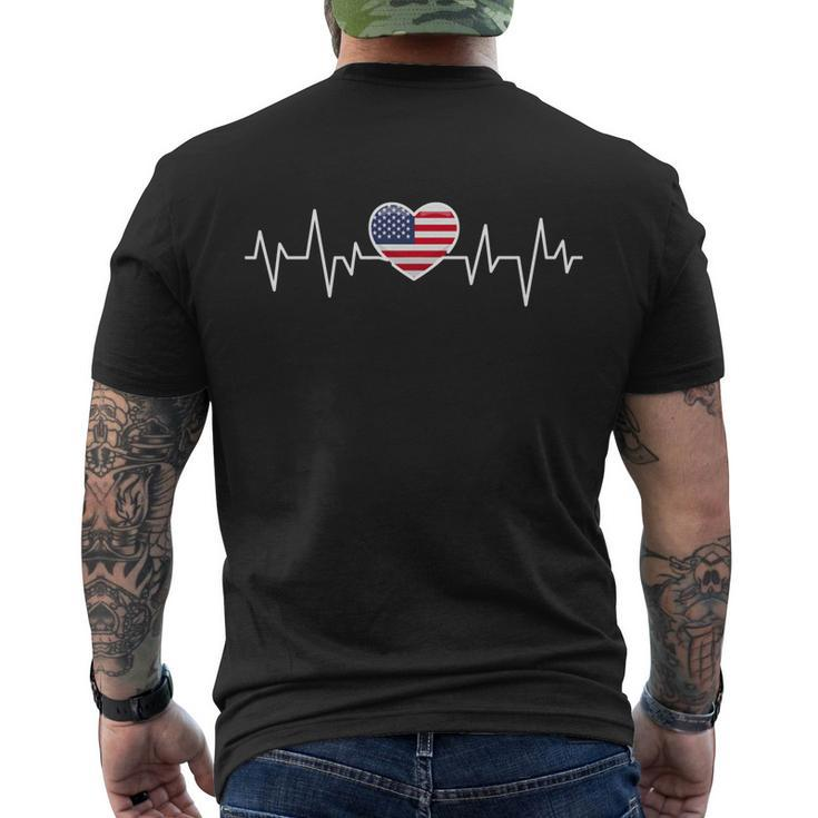 United States Heartbeat American Flag American Pride Gift Men's Crewneck Short Sleeve Back Print T-shirt
