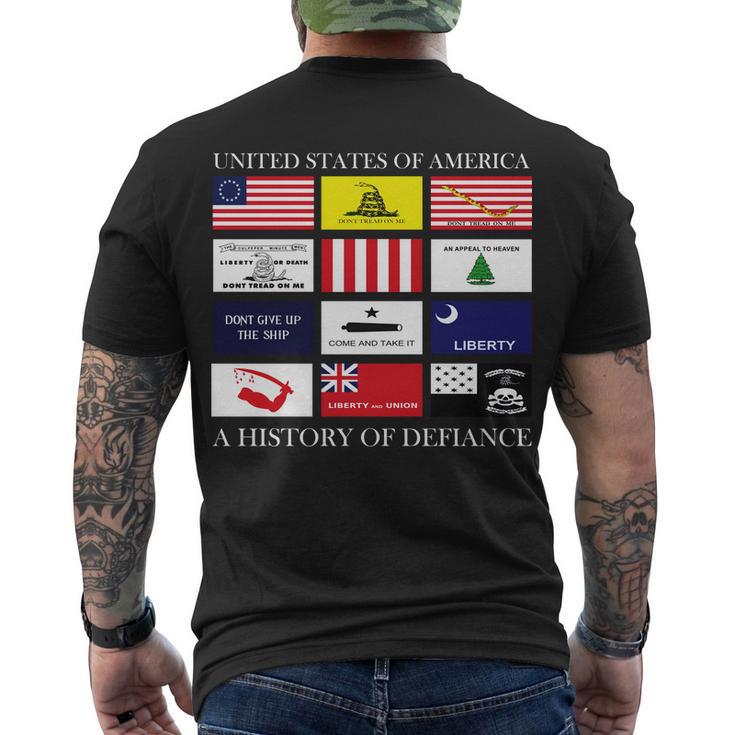 United States Of America A History Of Defiance Men's Crewneck Short Sleeve Back Print T-shirt