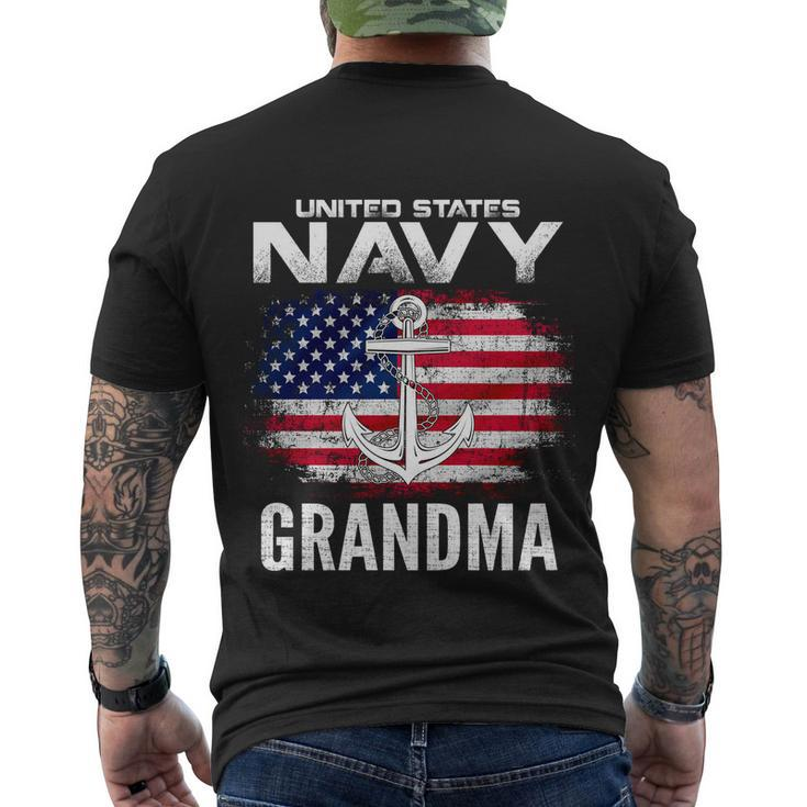 United States Vintage Navy With American Flag Grandma Gift Men's Crewneck Short Sleeve Back Print T-shirt