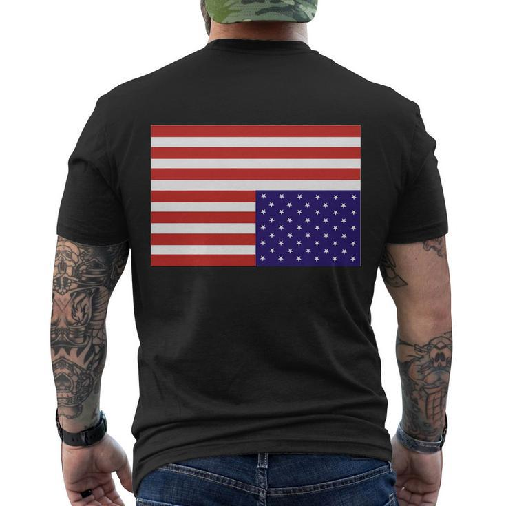 Upside Down American Flag In Distress Men's Crewneck Short Sleeve Back Print T-shirt