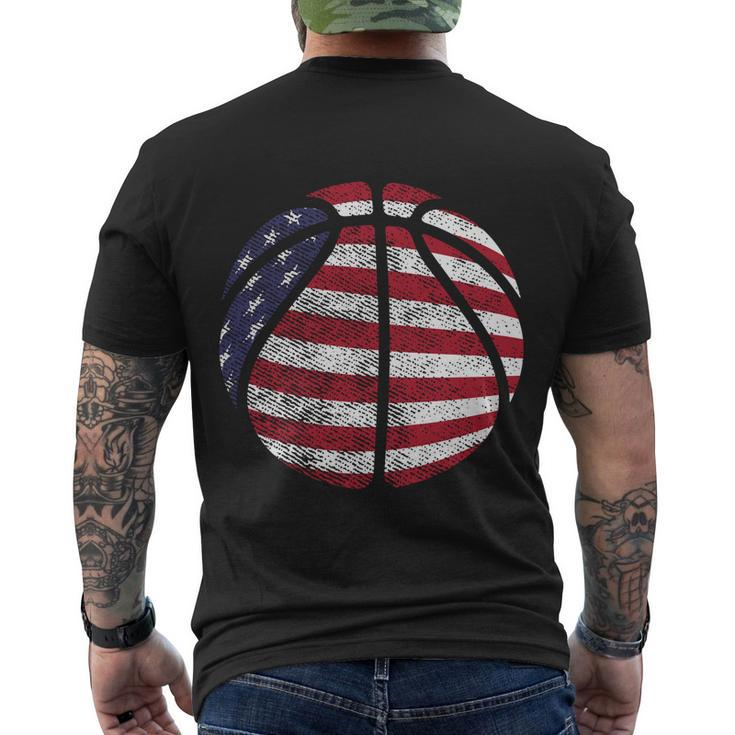 Us American Flag For Patriotic Basketball Gift Men's Crewneck Short Sleeve Back Print T-shirt