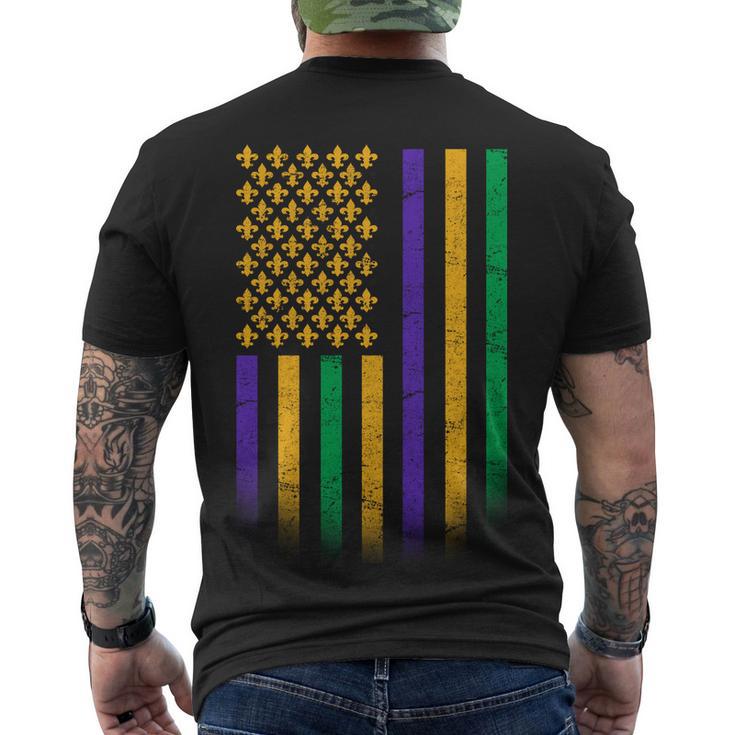 Us Mardi Gras Flag Celebration Tshirt Men's Crewneck Short Sleeve Back Print T-shirt