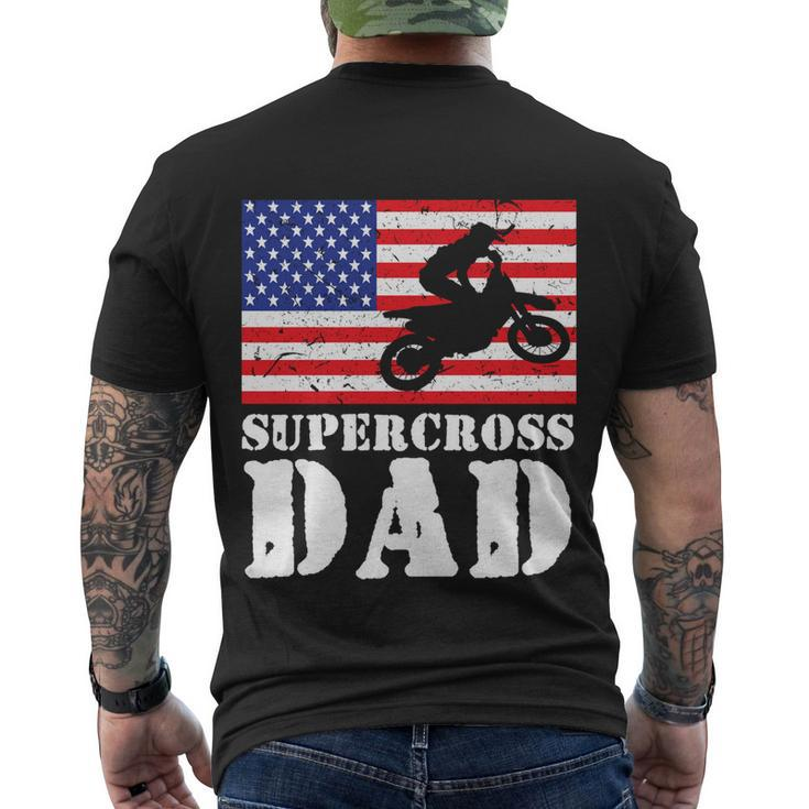 Usa American Distressed Flag Supercross Dad Men For Him Gift Men's Crewneck Short Sleeve Back Print T-shirt