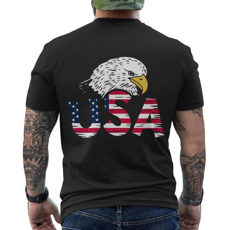 Usa American Flag Eagle For Patriotic Gift Men's Crewneck Short Sleeve Back Print T-shirt