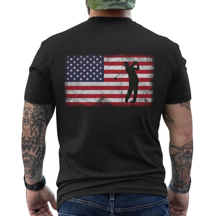 Usa American Flag Golf Lovers 4Th July Patriotic Golfer Man Cool Gift Men's Crewneck Short Sleeve Back Print T-shirt