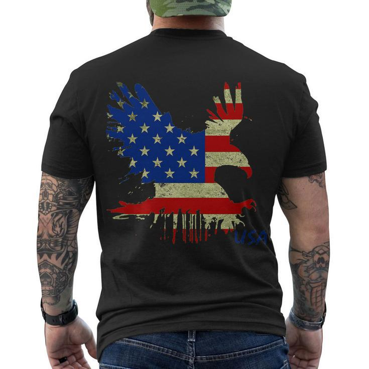 Usa Bald Eagle Flag Drip 4Th Of July Men's Crewneck Short Sleeve Back Print T-shirt