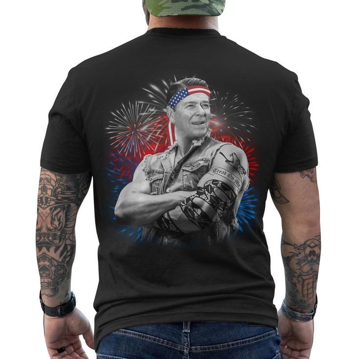 Usa Fireworks Patriotic Ronald Reagan Men's Crewneck Short Sleeve Back Print T-shirt