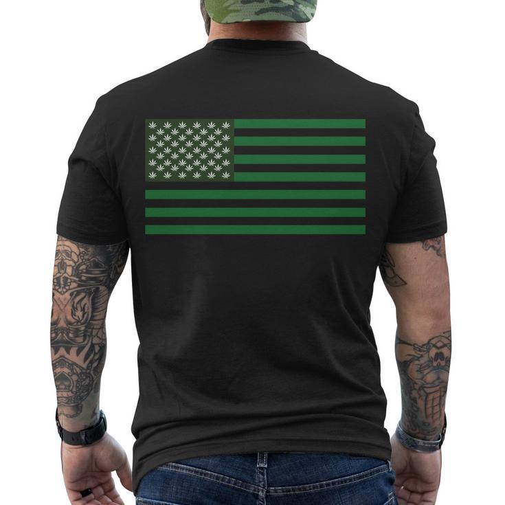 Usa Flag Marijuana Cannabis Weed Styled Men's Crewneck Short Sleeve Back Print T-shirt