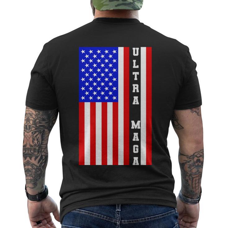 Usa Flag United States Of America Ultra Maga Trump  Men's Crewneck Short Sleeve Back Print T-shirt