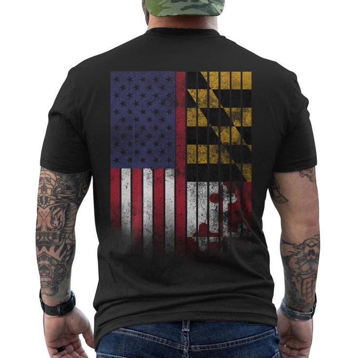 Usa Maryland Flag Men's Crewneck Short Sleeve Back Print T-shirt