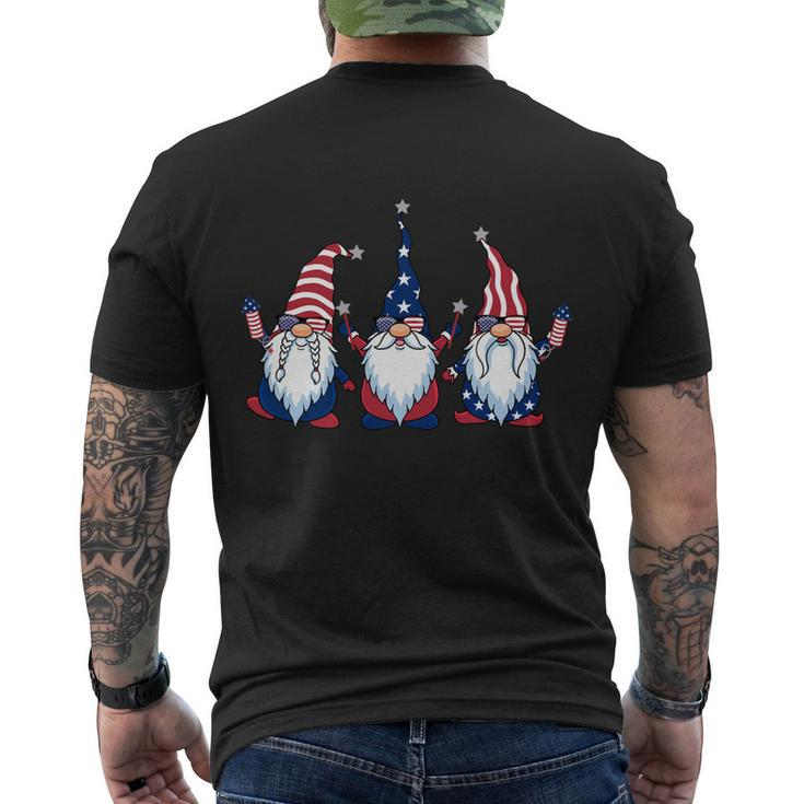 Usa Patriotic Gnomes American Flag 4Th Of July Independence Gift Men's Crewneck Short Sleeve Back Print T-shirt