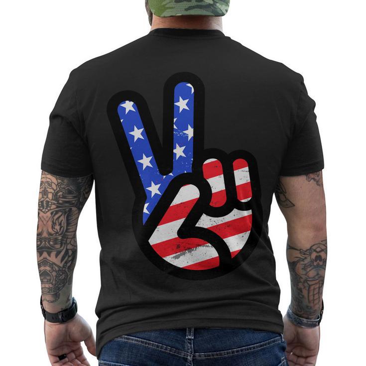 Usa Peace Sign Men's Crewneck Short Sleeve Back Print T-shirt