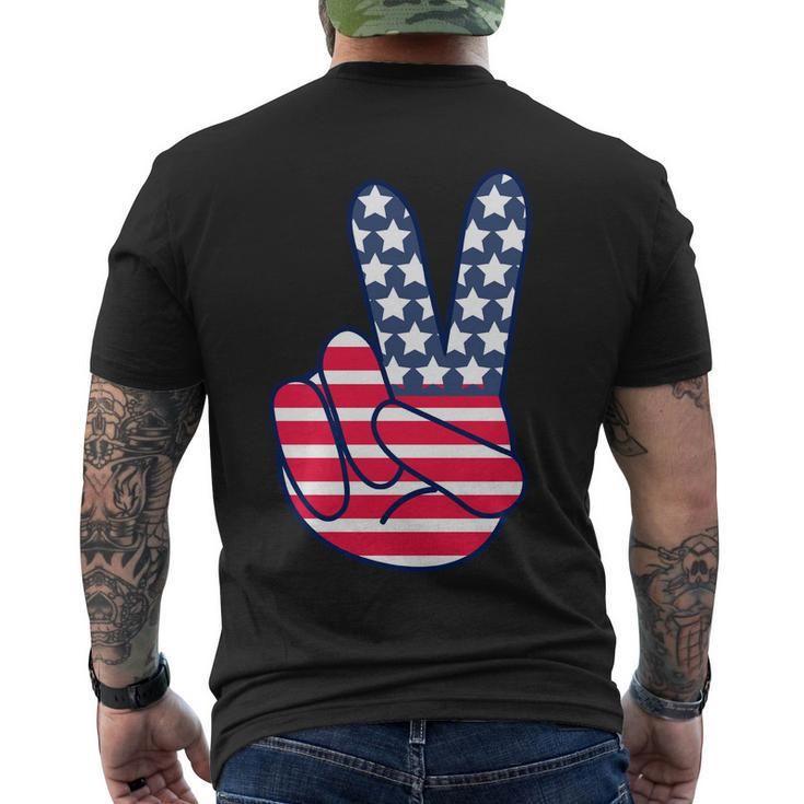 Usa Simple Peace Sign Men's Crewneck Short Sleeve Back Print T-shirt