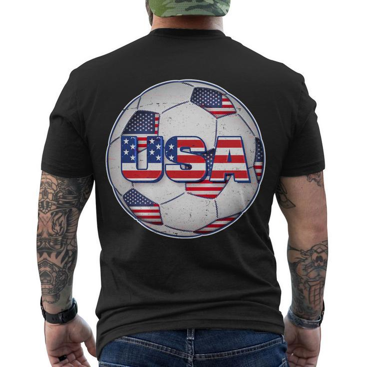 Usa Soccer Team Ball Men's Crewneck Short Sleeve Back Print T-shirt
