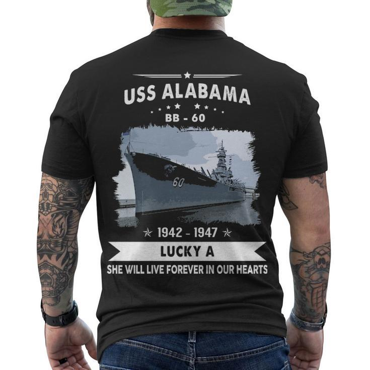 Uss Alabama Bb  Men's Crewneck Short Sleeve Back Print T-shirt