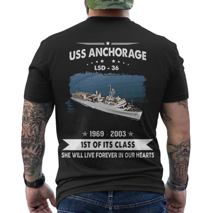 Uss Anchorage Lsd  Men's Crewneck Short Sleeve Back Print T-shirt