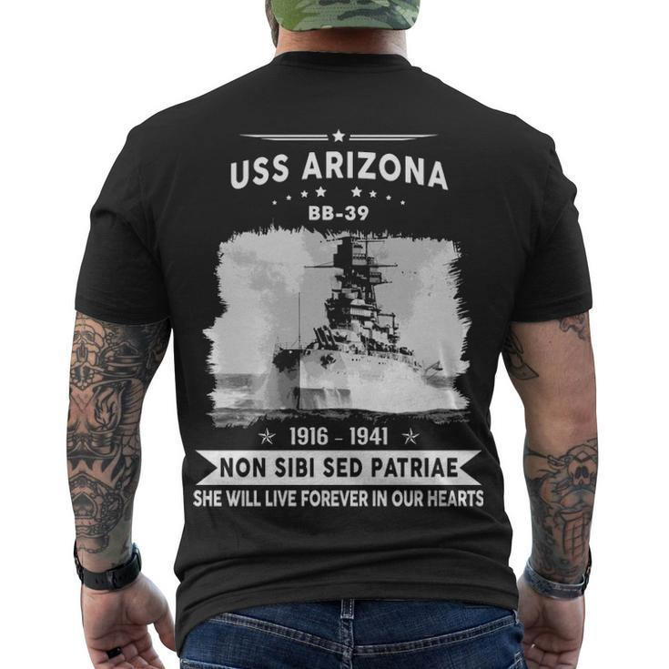 Uss Arizona Bb  Men's Crewneck Short Sleeve Back Print T-shirt