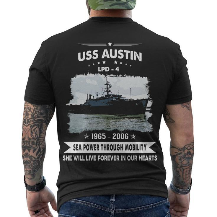 Uss Austin Lpd  Men's Crewneck Short Sleeve Back Print T-shirt