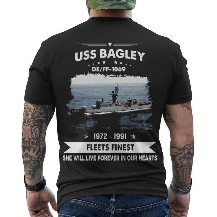 Uss Bagley  Ff 1069 De  Men's Crewneck Short Sleeve Back Print T-shirt