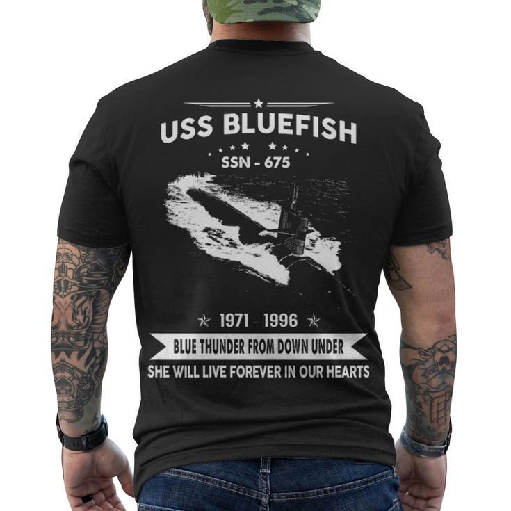 Uss Bluefish Ssn  Men's Crewneck Short Sleeve Back Print T-shirt