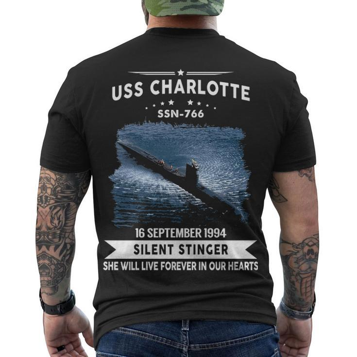 Uss Charlotte Ssn  Men's Crewneck Short Sleeve Back Print T-shirt