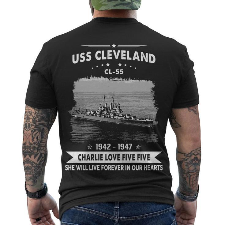 Uss Cleveland Cl  Men's Crewneck Short Sleeve Back Print T-shirt