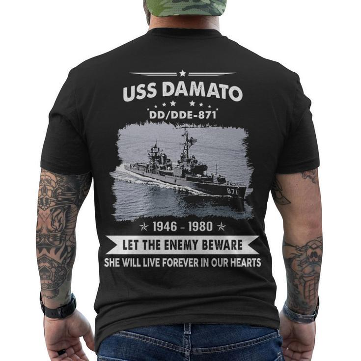 Uss Damato Dde 871 Dd  Men's Crewneck Short Sleeve Back Print T-shirt