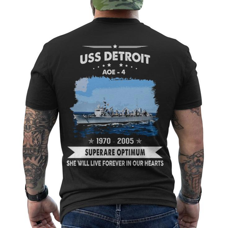 Uss Detroit Aoe  Men's Crewneck Short Sleeve Back Print T-shirt