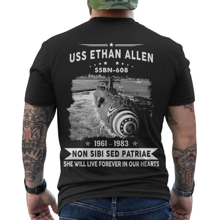 Uss Ethan Allen Ssbn  Men's Crewneck Short Sleeve Back Print T-shirt