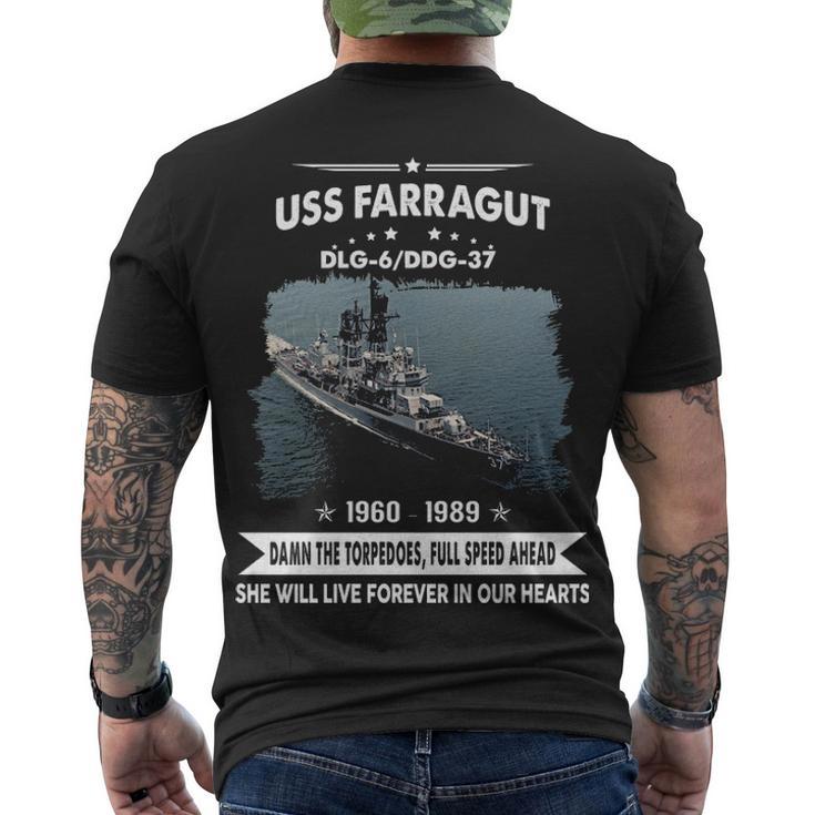 Uss Farragut Dlg 6 Ddg  Men's Crewneck Short Sleeve Back Print T-shirt