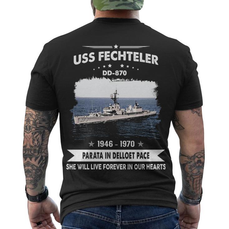 Uss Fechteler Dd Men's Crewneck Short Sleeve Back Print T-shirt