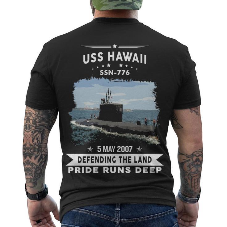 Uss Hawaii Ssn  Men's Crewneck Short Sleeve Back Print T-shirt