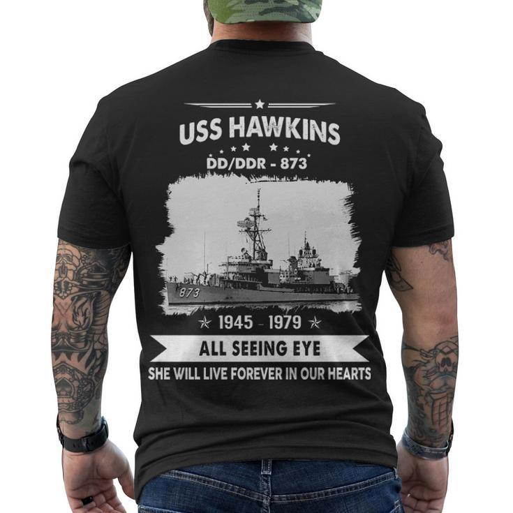 Uss Hawkins Dd 873 Ddr  Men's Crewneck Short Sleeve Back Print T-shirt