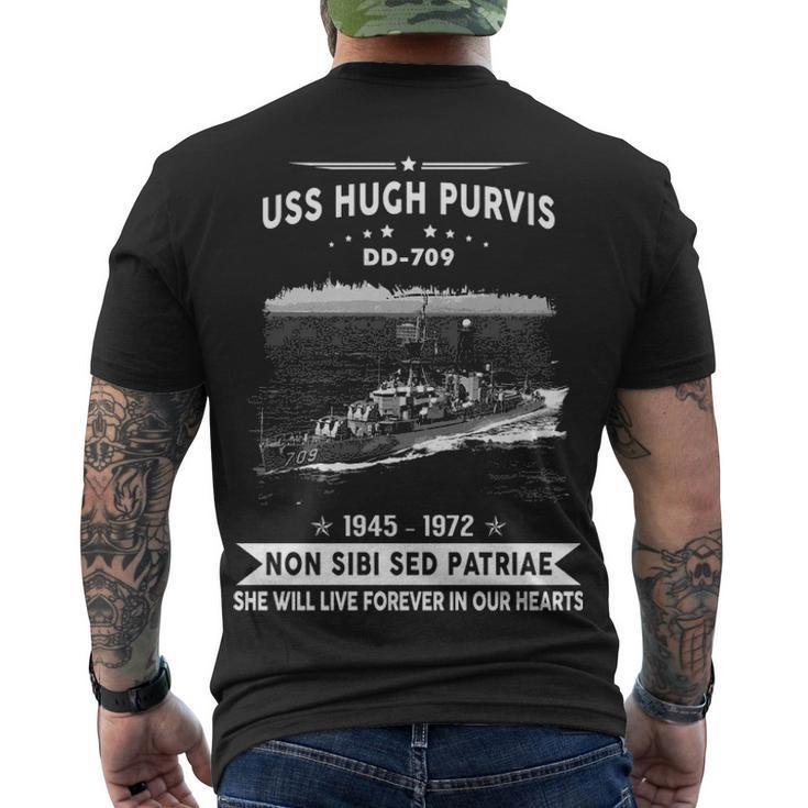 Uss Hugh Purvis Dd  Men's Crewneck Short Sleeve Back Print T-shirt