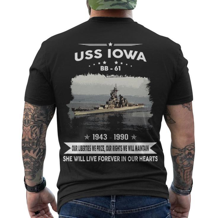 Uss Iowa Bb  Men's Crewneck Short Sleeve Back Print T-shirt