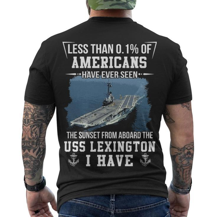 Uss Lexington Cv 16 Sunset Men's Crewneck Short Sleeve Back Print T-shirt