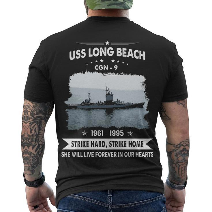 Uss Long Beach Cgn  Men's Crewneck Short Sleeve Back Print T-shirt