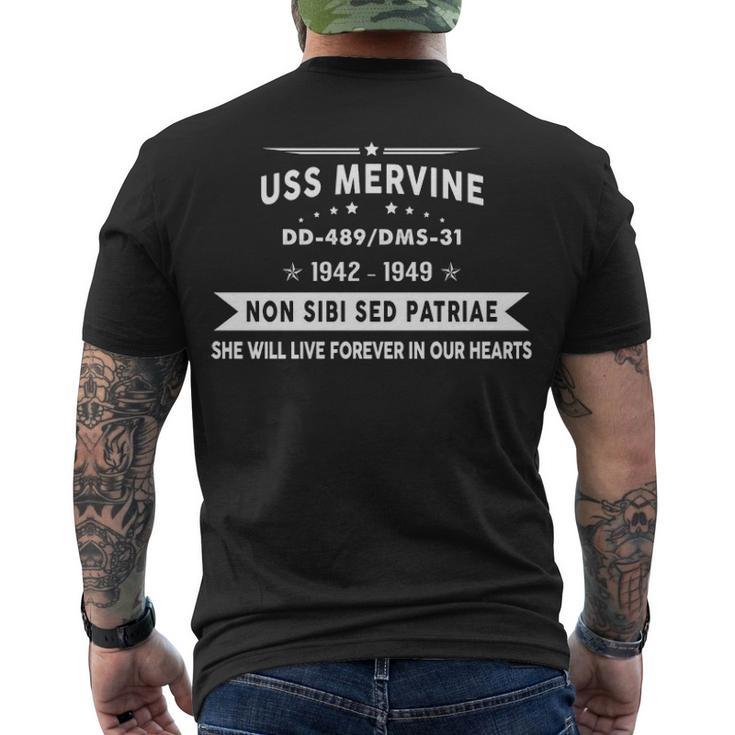 Uss Mervine Dd 489 Dms Men's Crewneck Short Sleeve Back Print T-shirt