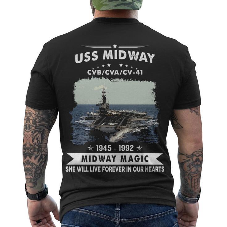 Uss Midway Cvb 41 Cva 41 Cv  Men's Crewneck Short Sleeve Back Print T-shirt