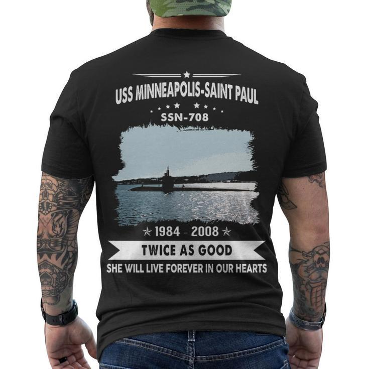 Uss Minneapolis Saint Paul Ssn  Men's Crewneck Short Sleeve Back Print T-shirt