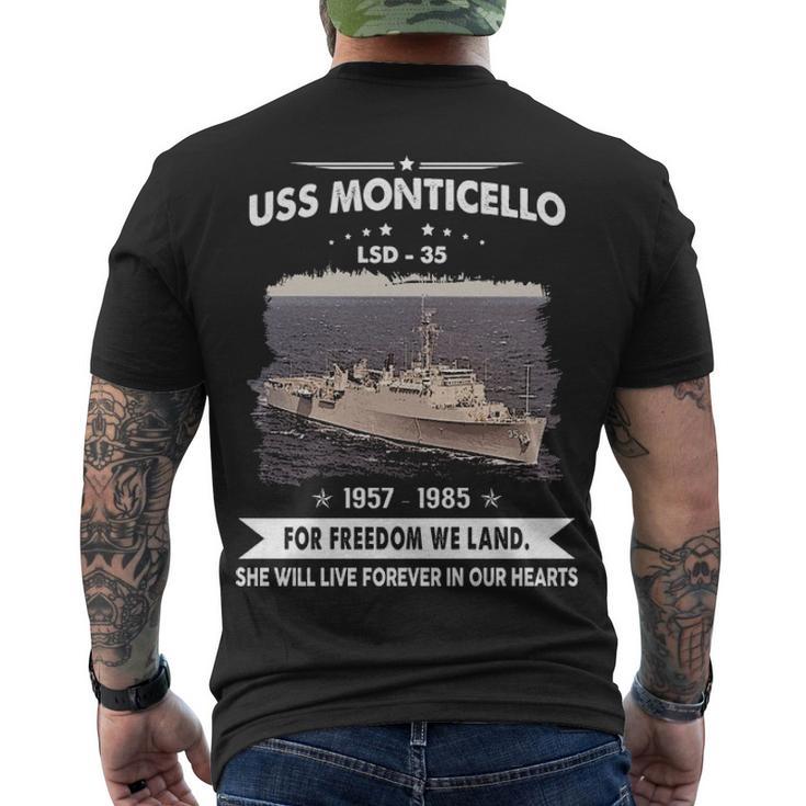 Uss Monticello Lsd  Men's Crewneck Short Sleeve Back Print T-shirt