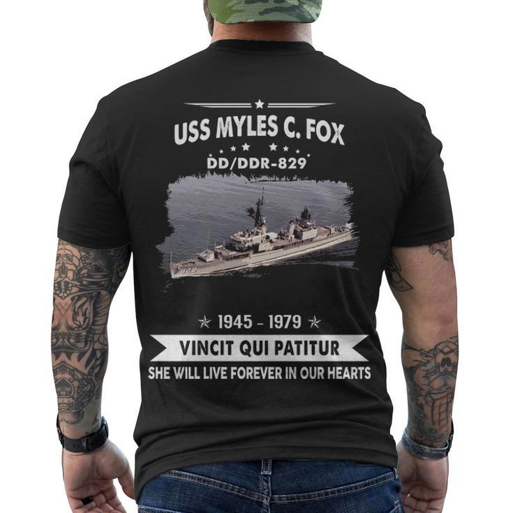Uss Myles C Fox Dd  Men's Crewneck Short Sleeve Back Print T-shirt