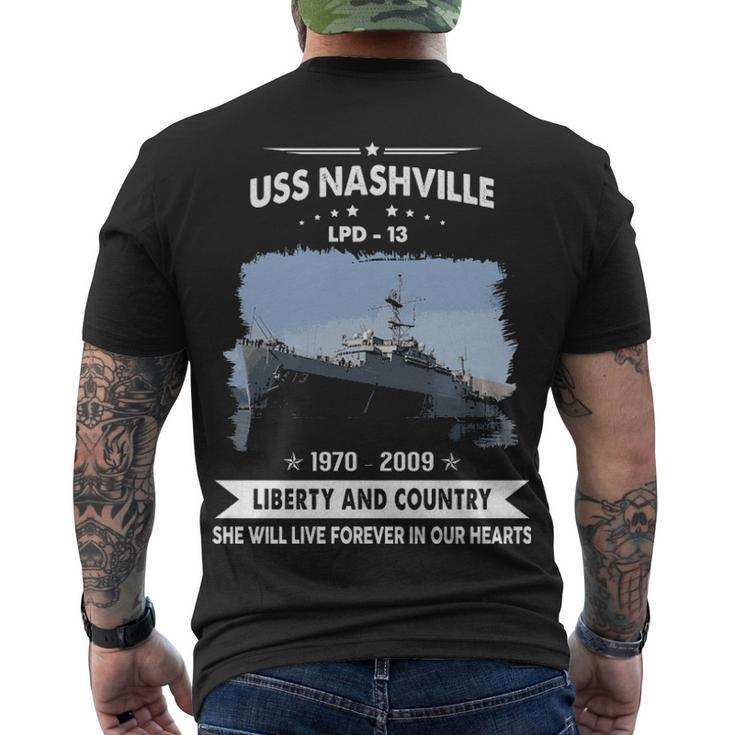 Uss Nashville Lpd  Men's Crewneck Short Sleeve Back Print T-shirt